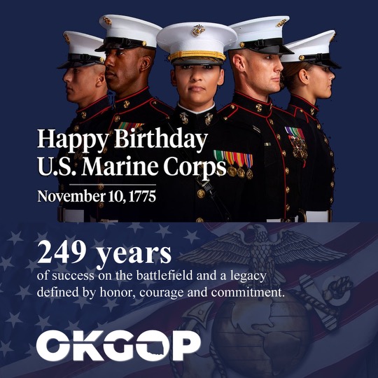 officialOKGOP's tweet photo. "Oorah" and Happy 249th Birthday Marines!
#usmarines #happybirthday #OKGOP https://t.co/EZaatsY0R9