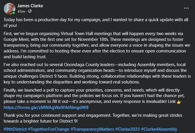 RevClarkeNY's tweet photo. Today has been a productive day for my campaign, and I wanted to share a quick update with all of you!

https://t.co/WAZCvWGh6K 

#9thDistrict #TogetherForChange #TransparencyMatters #Clarke2025 #Clarke4Assembly https://t.co/aKmaj8sE1j