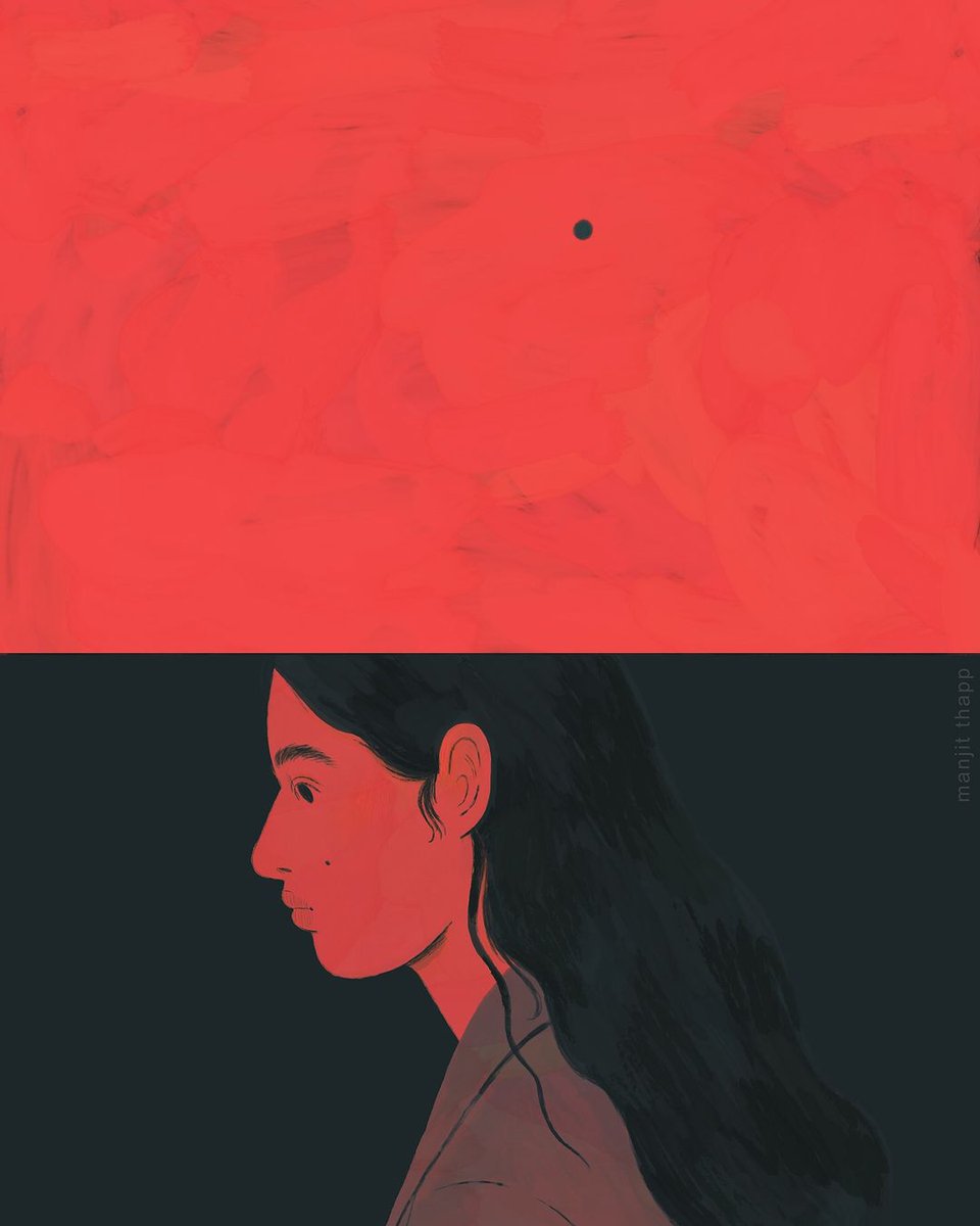 TheArtidote's tweet photo. The sense of knowing that you're in a big transitional stage of your life. Such a surreal feeling. Exciting and terrifying and grief-filled and joyous all at once. 
—Unknown #LateNightThoughts 

artwork by @manjitthapp https://t.co/SLObVTG8mi