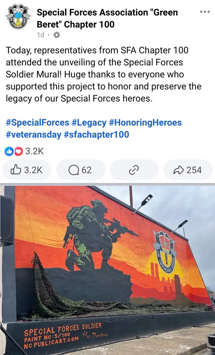 zeekusmc's tweet image. New mural unveiled just outside Ft Bragg. 

And yeah, it’s still Bragg to me. #JSOC