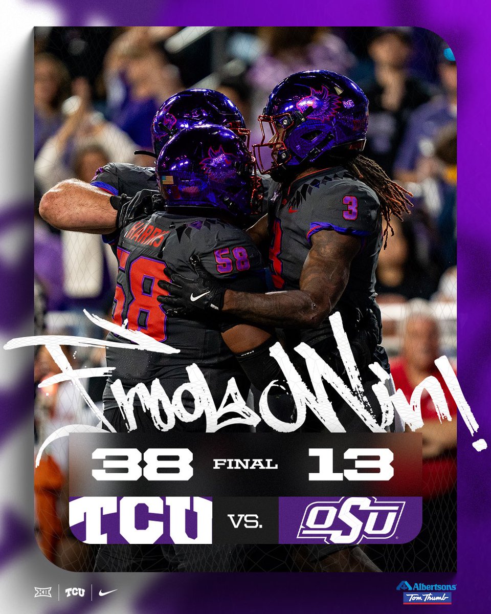 TCUFootball's tweet photo. FROGS WIN!!!!!! #GoFrogs https://t.co/sZW60zVoaH