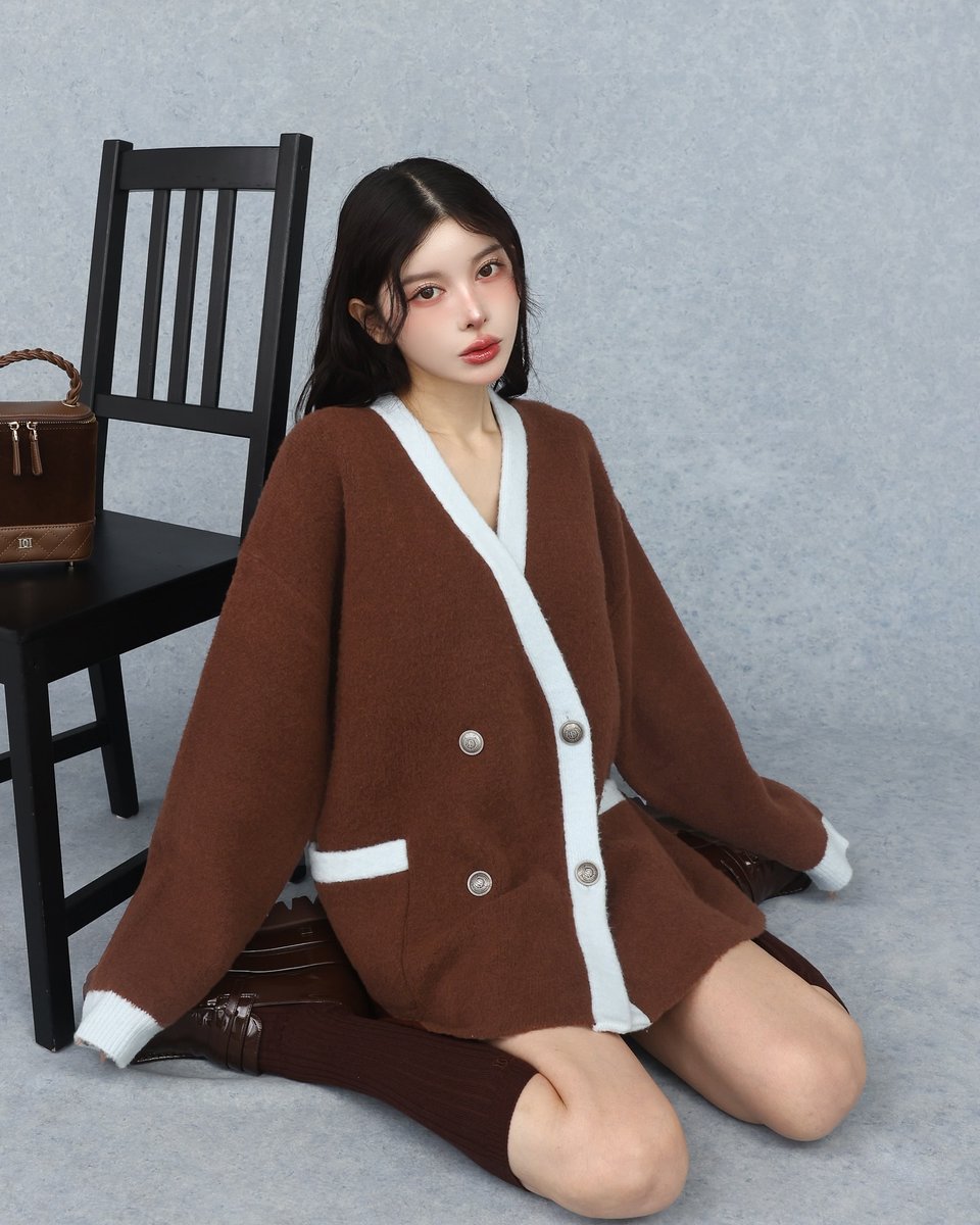 darich パイピングオーバーニットカーディガン ダーリッチ Darich パイピングオーバーニットカーディガン （ピンク