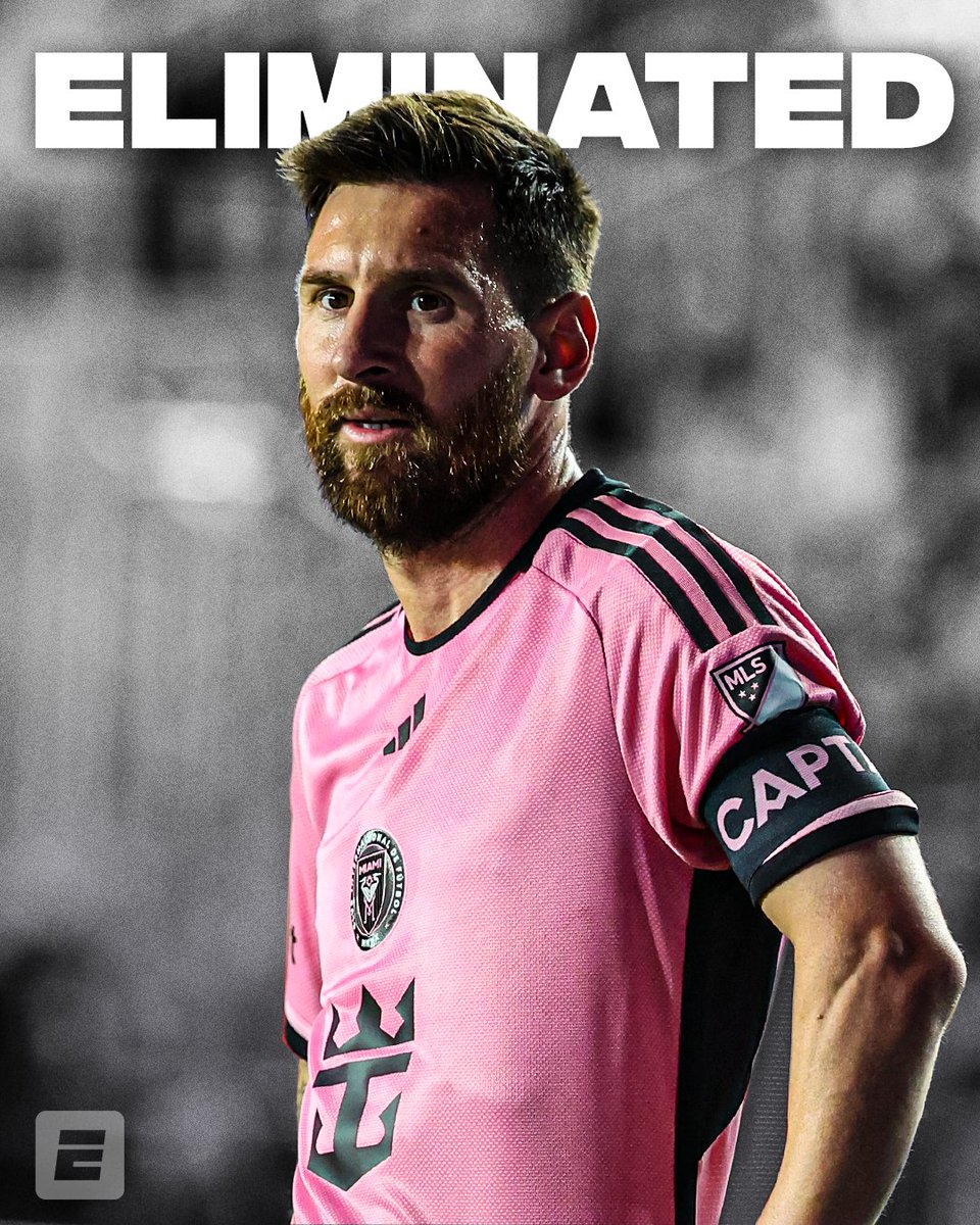 ESPNFC's tweet photo. Messi and Inter Miami have been eliminated in the MLS Cup Playoffs. https://t.co/xbqkZcyjru