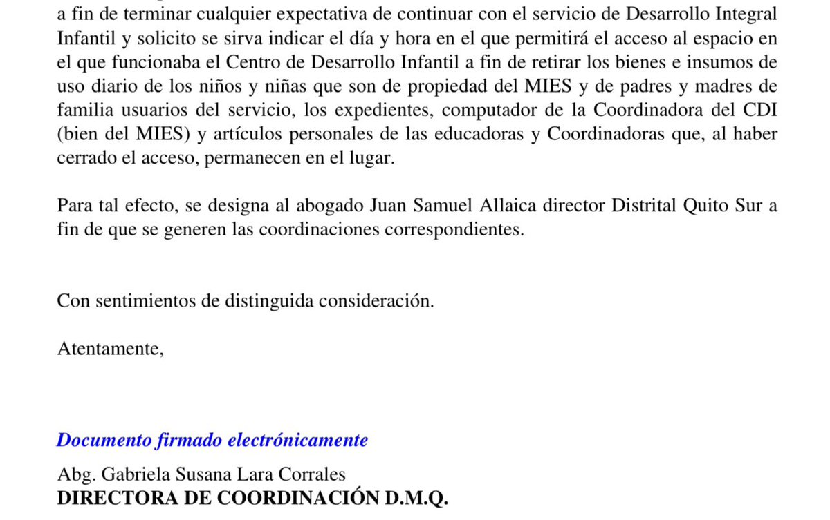 andrei_iza's tweet photo. @malenasofiamf @InclusionEc @zaidarovira RESUELVEN CON REPRESALIAS. 
Por denunciar lo que sucede en los CDI de PICHINCHA, en tiempo récord teminaron el convenio con el GAD La Merced. Ahora funciona en un espacio que no cumple con la norma técnica, educadoras sin contrato y sin pagos. Saldrán más casos. @InclusionEc https://t.co/cpf1eySzpM