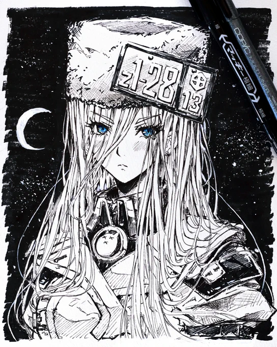 ミリペンとマッキーで描いたミリア🌘 