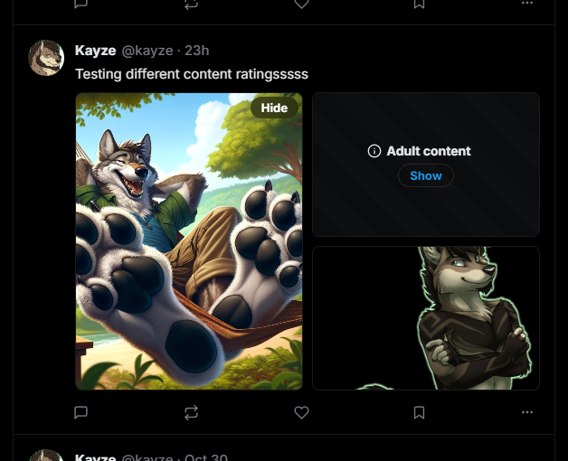 howlbyte's tweet photo. Instead of having to mark an entire post a rating, you can mark your individual attached media their own ratings! They'll be hidden (not even loaded) until you show, and you can hide them again if needed.

Preferences will allow you to customize the default viewing experiences. https://t.co/i9NFMwBhXC