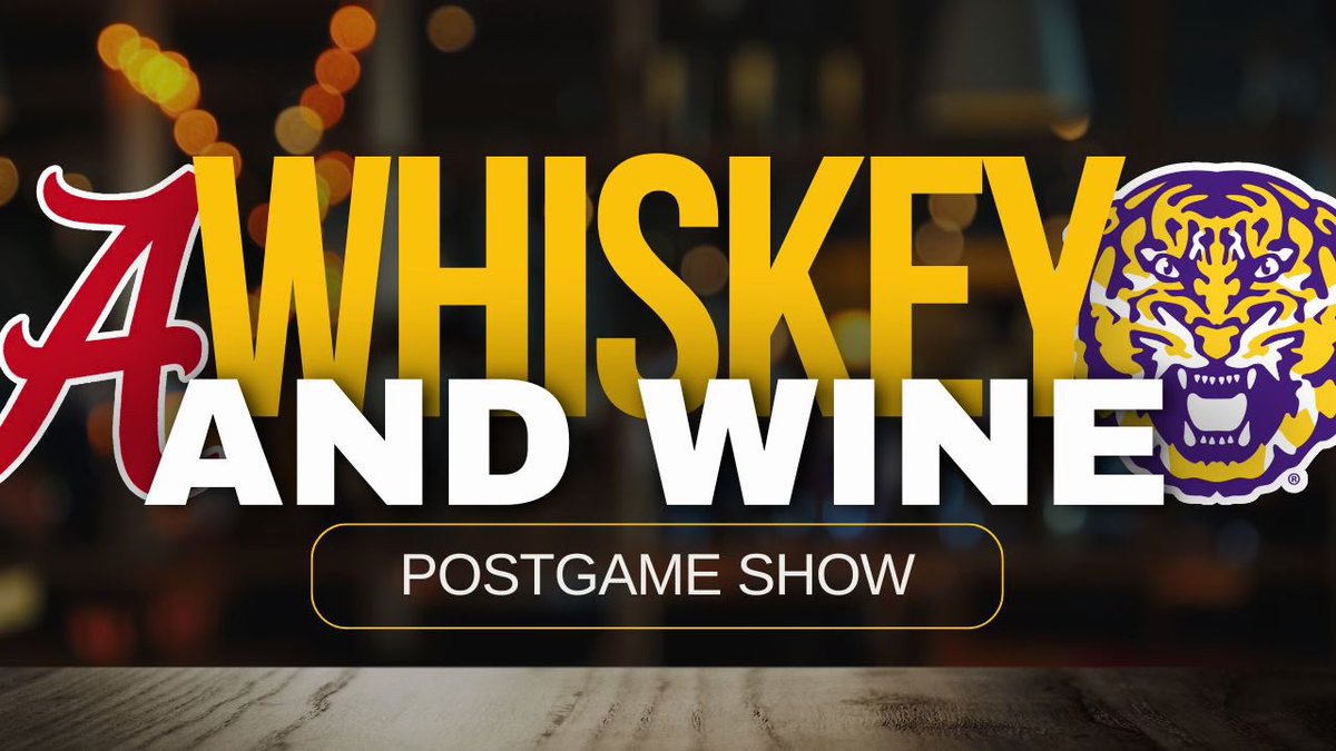 1045espn's tweet photo. WHISKEY 🥃 &amp; WINE 🍷 POSTGAME SHOW: Alabama 42, LSU 13

🎙️ w/ @MattMoscona &amp; @TBob53

📍 LIVE from Don Juan Cigar Bar

Presented by
💡 Got Lit Light Installers
👕 @HomefieldApparl 

WATCH ⬇️
🎥 https://t.co/C4iHeDpQlo https://t.co/ijWDZRWSLD