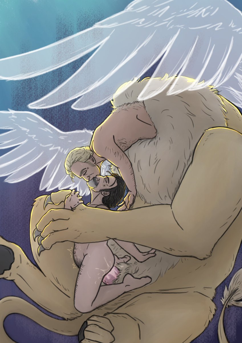 my nsfw piece for <a href="/beyondofmdzine/">Beyond the Boundary</a>, some fun monsterfucking with izzy and giant lion chimera stede 😌
#ofmdnsfw #stizzy