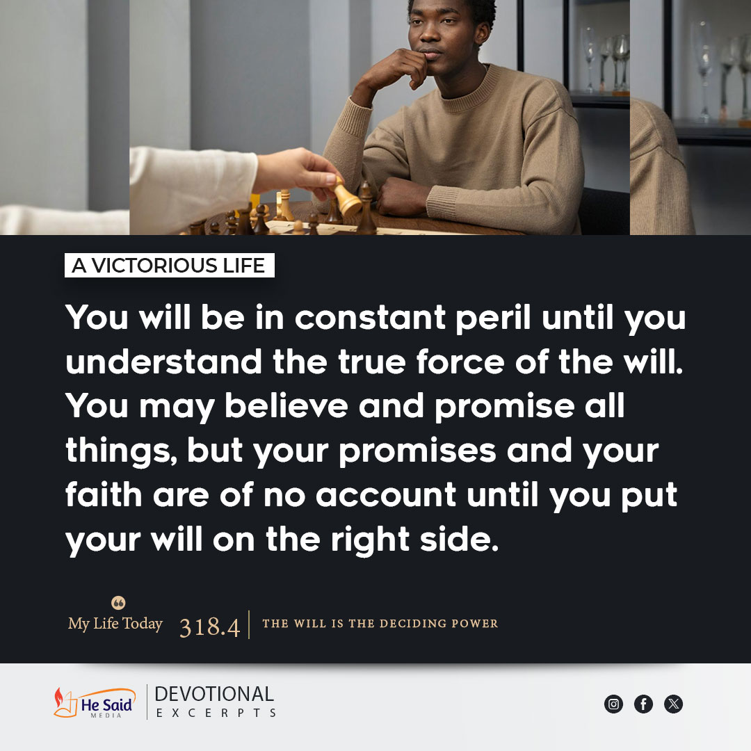 You can never be successful in elevating yourself, unless your will is on the side of Christ, cooperating with the Spirit of God. Do not feel that you cannot; but say, “I can, I will.” And God has pledged His Holy Spirit to help you in every decided effort. (ML 318.6)