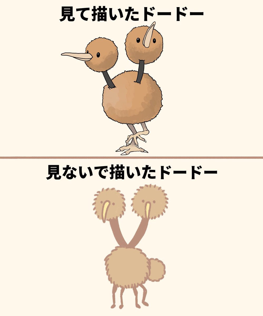 資料あり・なしで描いたドードー 