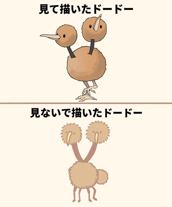 資料あり・なしで描いたドードー 