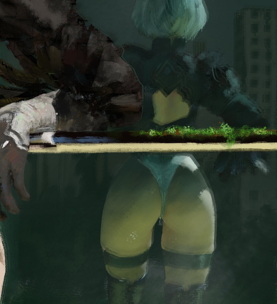 MichaelCain01's tweet photo. My new paining of 2B from #NieRAutomata  :) tried to incorporate some old photoshopping techniques with this one. https://t.co/N3Xhjs69zw