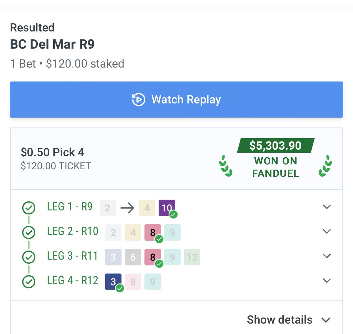 So normally my man <a href="/ctwaddle3/">America’s Chad Twaddle</a> is the one that gets to post his insane scores in here, but it’s finally MY time to

My finest score in horses ever as I am still a very new and don’t usually bet that much 

Still can’t believe it🤯😀💵💵

The #BreedersCup is THE BEST

<a href="/WinningBred/">WinningBred</a>