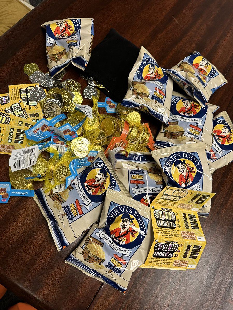 paulapbtinker's tweet photo. September 19: National Talk Like A Pirate Day! Ahoy Mateys! The scuttlebutt is true: loot &amp; doubloons will be found! Yo ho ho me hearties, it’ll be a shiver me timbers day! #PiratesBooty #ChocolateGoldCoins #LotteryTickets Which will you win? https://t.co/0up6j4gARo