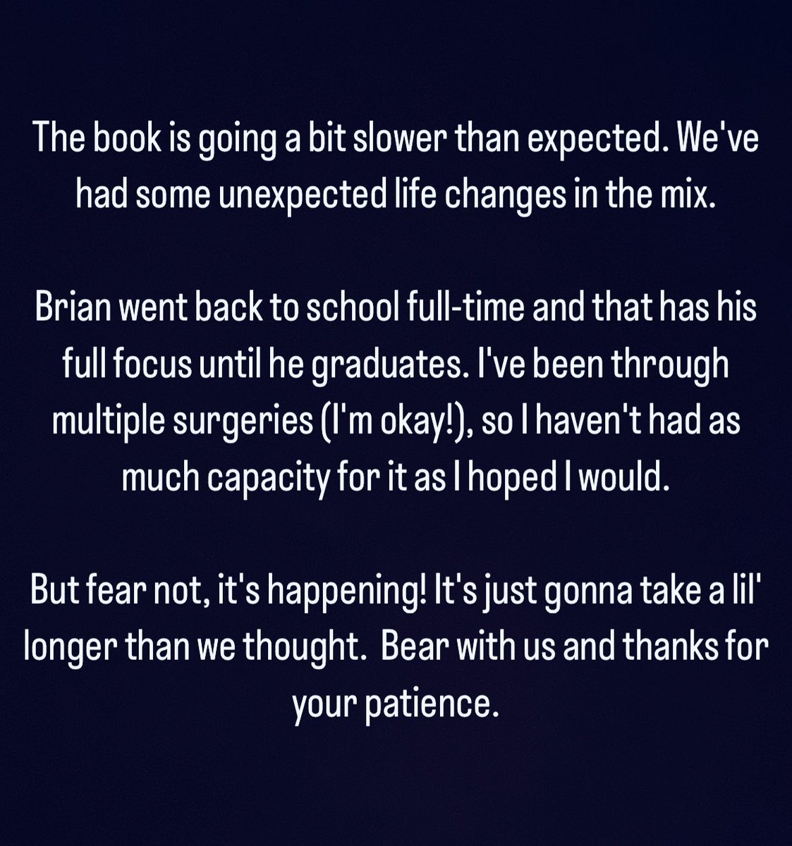 Book/life update!