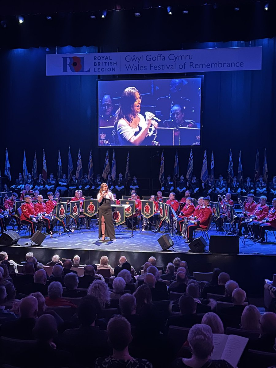 RNinWales's tweet photo. Another wonderful evening at the Welsh Festival of Remembrance held this year at @ICCWales . BZ to Laura Sydney, the soprano vocalist and @HMSCambria reservist who treated the audience with an amazing solo performance https://t.co/kk2nXLTlcN