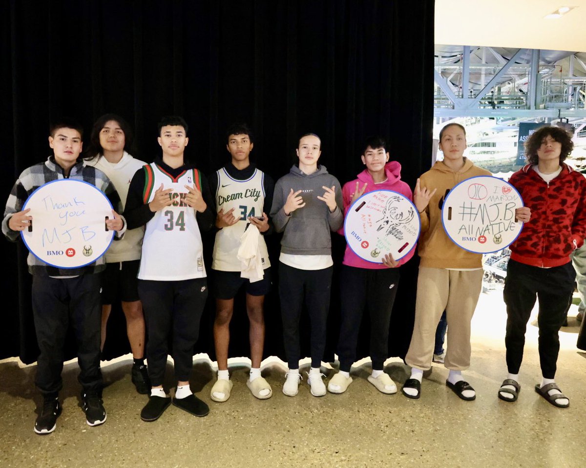 MJBAllNative's tweet photo. Our MarJon Beauchamp All-Native Qualifiers teams are excited to get to watch tonight’s Bucks vs. Cavaliers game and support @Marjon32 🏀🪶

#MJBAllNative https://t.co/DL9Lf7XFIN