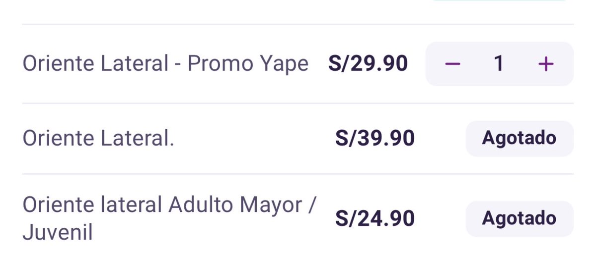 Aviso a la comunidad: se agotaron las entradas regulares de Oriente lateral, pero en <a href="/TioYape/">YAPE PREMIOS</a> las tienen en promoción a precio de descuento de S/29.90! Mañana todos al Gallardo!!! 💪🏼🩵