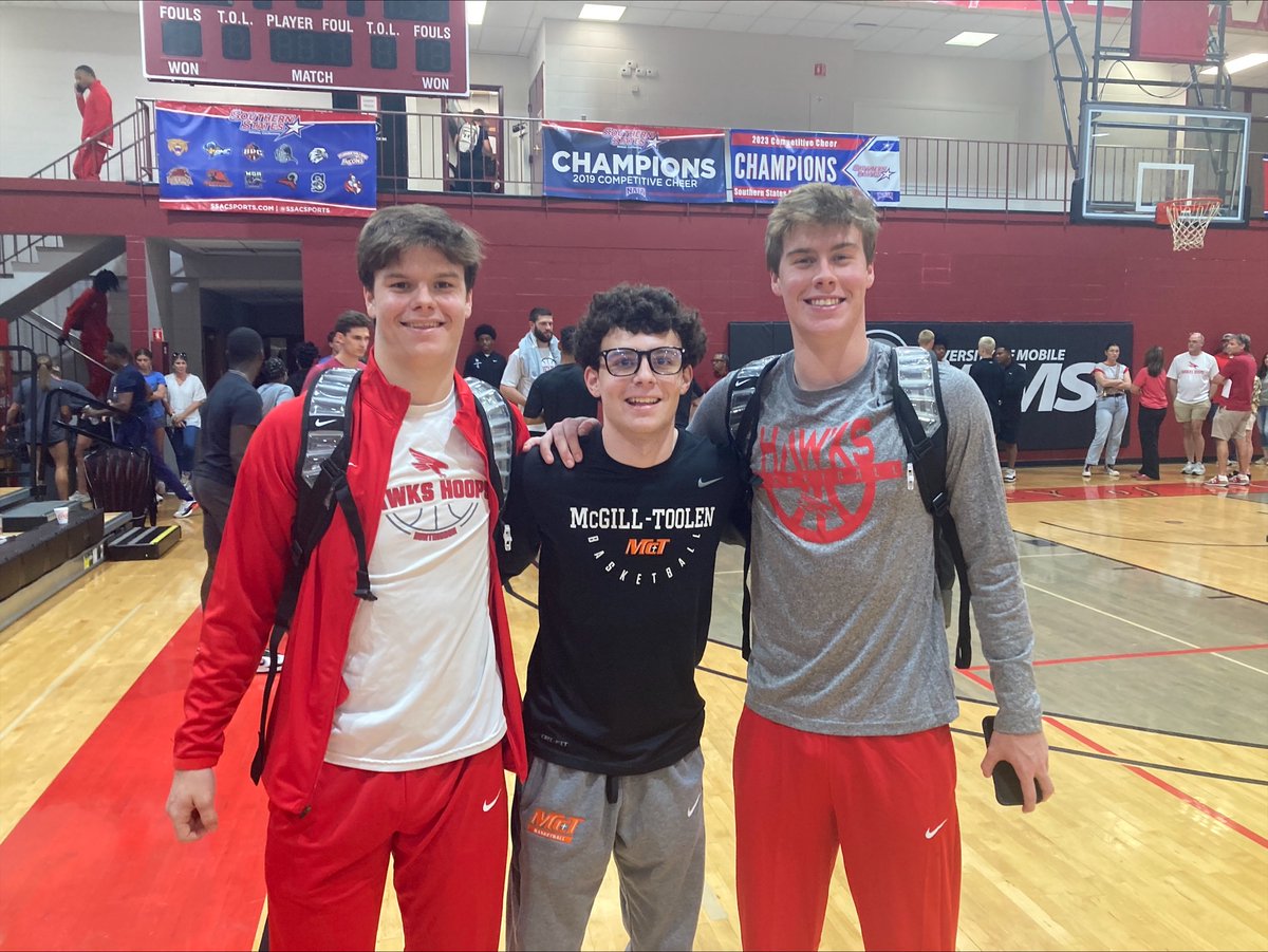 Great to see <a href="/MylesMurphy18/">Myles Murphy</a> and <a href="/JackMurphy324/">jackson murphy</a> today with <a href="/HChawksMBB/">Huntingdon College Men’s Basketball</a> here in Mobile. It was a privilege to coach these guys for a brief moment in their careers. 
A couple of former <a href="/McTHoops/">McT Hoops</a> players with a current one in <a href="/StephenHeim30/">Stephen Heim</a>.
#AllOut