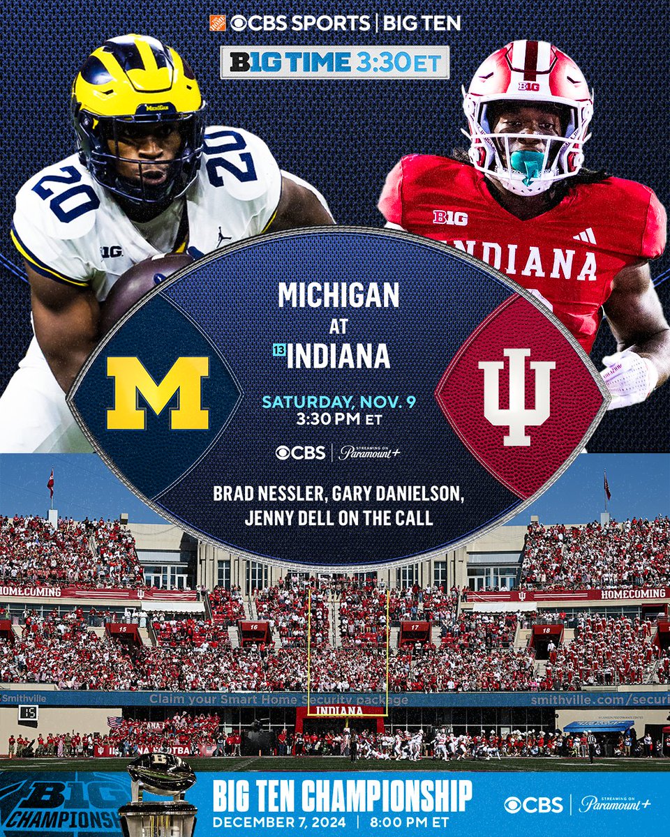 We're heading to Bloomington for a B1G Time showdown between the Wolverines and Hoosiers. We'll be there for @umichfootball vs. <a href="/IndianaFootball/">Indiana Football</a> next Saturday at 3:30PM ET on <a href="/CBS/">CBS</a> and <a href="/paramountplus/">Paramount+</a>.