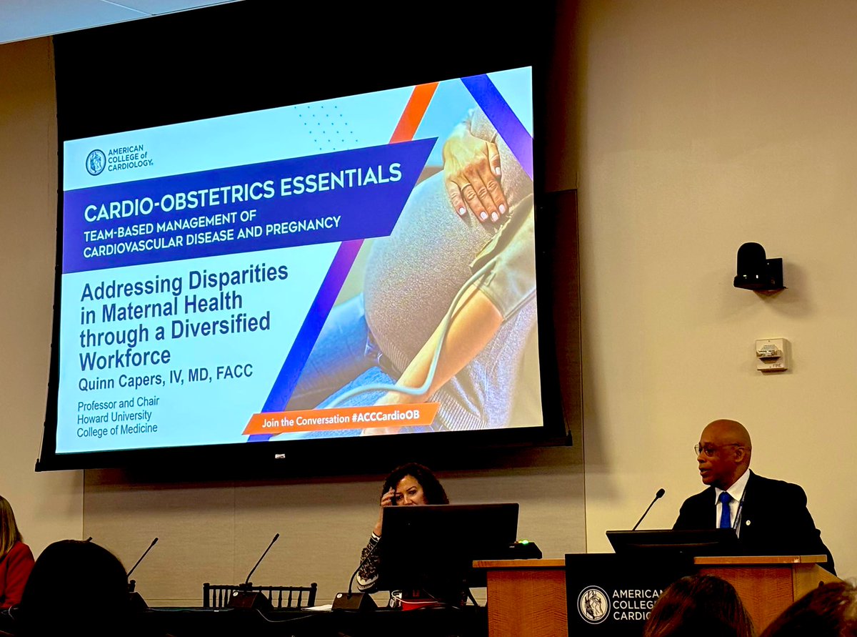 Delivering the keynote at #ACCCardioOb. Black women are more likely to die during or post delivery than any other group, often of CV problems. It is a multi-factorial problem with multiple solutions. One strategy is to diversify the physician workforce in 🫀 and OB. Let’s talk.