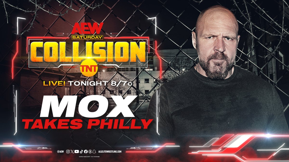 RefAubrey's tweet photo. Saturday! Time for Collision! And it looks to be a doozy!

Tune in tonight at 8/7c for an exciting all-new #AEWCollision LIVE on TNT! https://t.co/LTIbiW59xZ