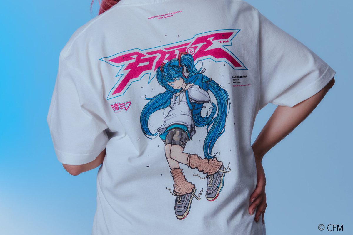 BAITme's tweet photo. Our @BaitMeJp exclusive collection with Hatsune Miku x BAIT drawn by Hawaii artist @pabalos is now available at all BAIT Japan locations : Shibuya, Osaka Minami, Osaka Shinsaibashi. #baitme #cfm #hatsunemiku https://t.co/XX4y3XHYKv