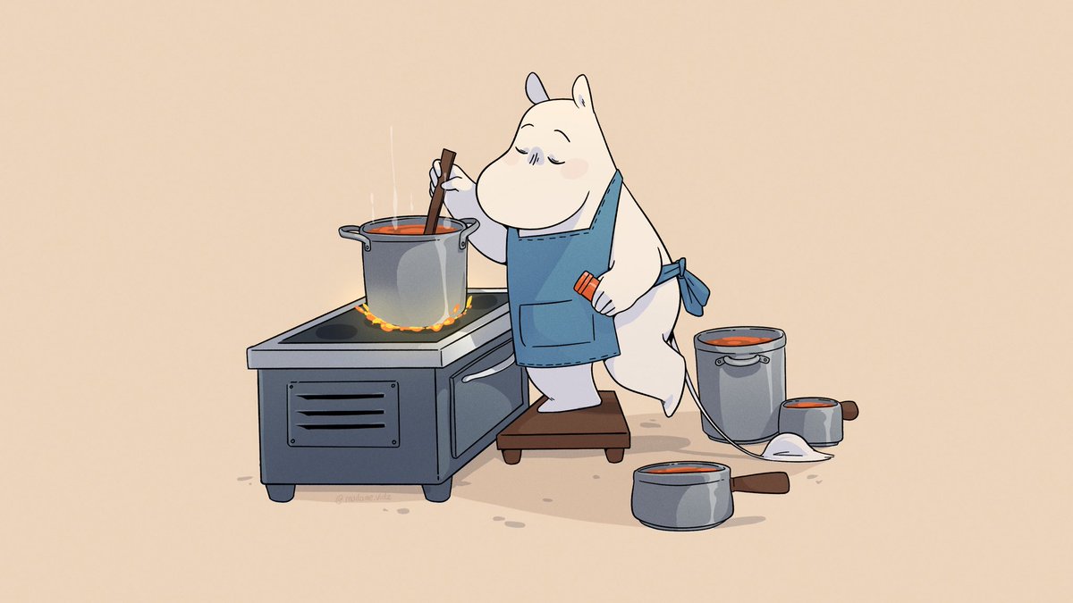 Madame_Vide's tweet image. Daily Moom - 2/30
Moomin meal prepping soup.🥣
