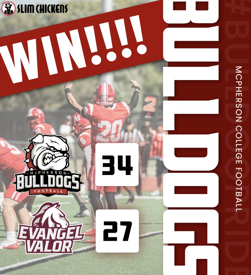 DOUBT-REMOVED, UPSET-SECURED, POLLS-SHAKEN!!!

<a href="/MACBulldogsFB/">McPherson Football</a> STUNS the 16th ranked Valor and move to 8-1 on the season!!!!

#BulldogPride
