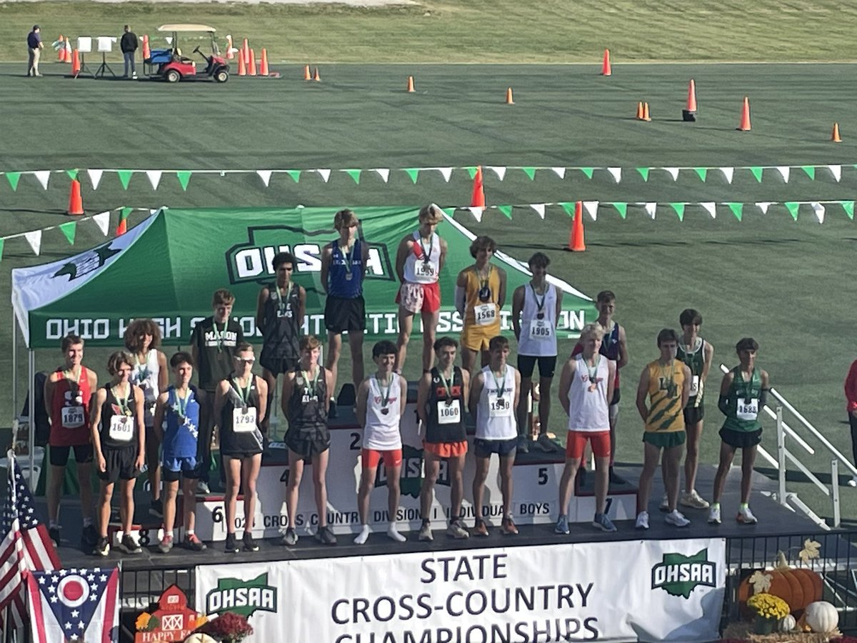 OOHSXC's tweet photo. The boys capped a great 2024 season finishing 11th in the State! 2nd highest state finish in school history! 
Seniors Matthew Schroff (12th-15:26) and @BradynAllender (15th-15:28 PR!!!) 
BOTH finish on the podium in the top 15 to earn All State honors! Congrats! https://t.co/b9UnlJlHpA