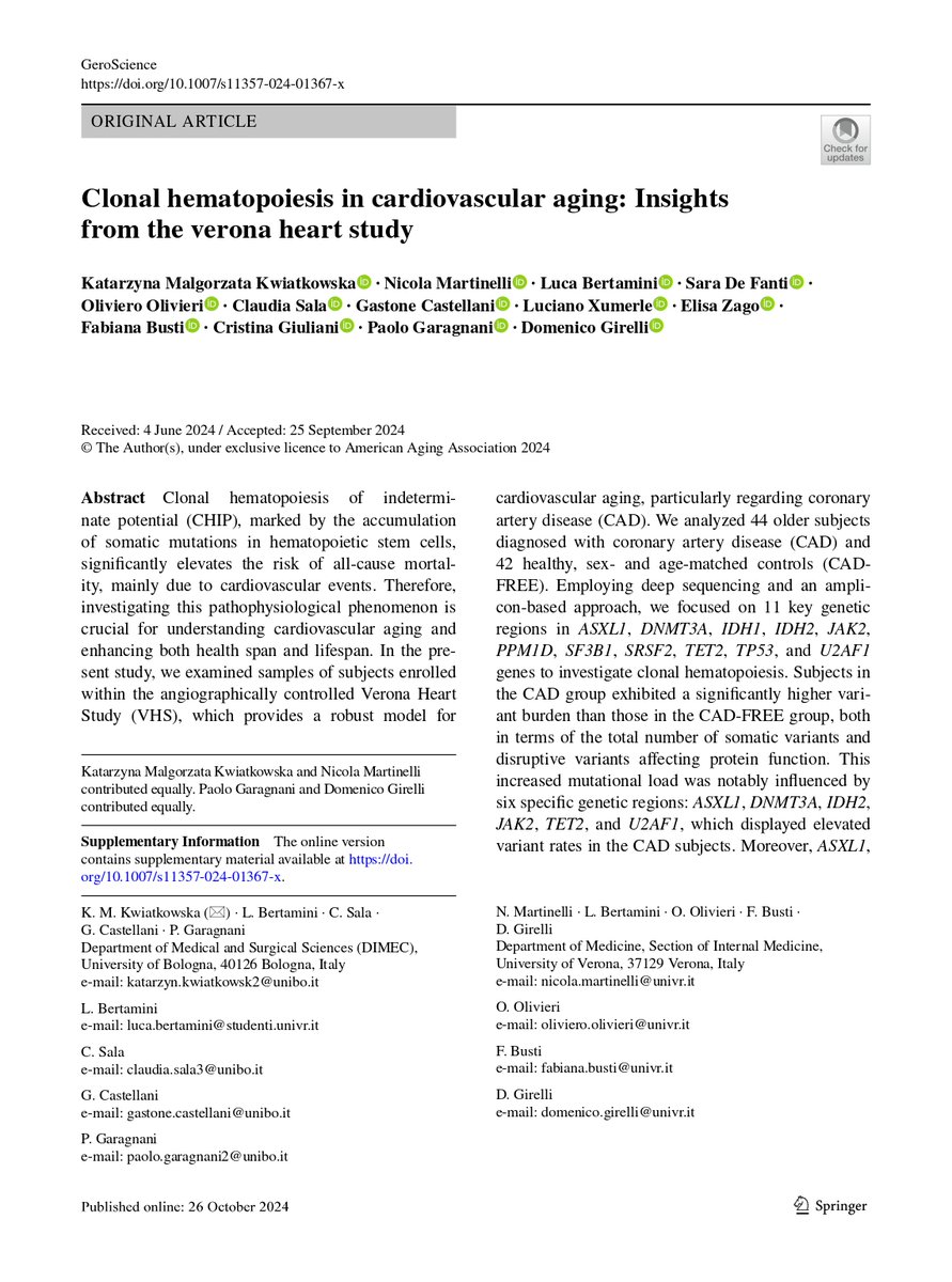 Domenico Girelli (@digigi60) on Twitter photo A crossroad between Hematology and Cardiology. Our last paper on Clonal Hematopoiesis in the Verona Heart Study.
<a href="/SIMI_MedInt/">SIMI SocietĂ Italiana Medicina Interna</a> <a href="/UniVerona/">UniversitĂ di Verona</a> <a href="/cardiogenetics/">Cardiogenetics</a> <a href="/SIC_CARDIOLOGIA/">SIC SocietĂ Italiana di Cardiologia</a> <a href="/EHA_Hematology/">European Hematology Association</a> <a href="/SIE_Ematologia/">SIE_Ematologia</a> A crossroad between Hematology and Cardiology. Our last paper on Clonal Hematopoiesis in the Verona Heart Study.
<a href="/SIMI_MedInt/">SIMI SocietĂ Italiana Medicina Interna</a> <a href="/UniVerona/">UniversitĂ di Verona</a> <a href="/cardiogenetics/">Cardiogenetics</a> <a href="/SIC_CARDIOLOGIA/">SIC SocietĂ Italiana di Cardiologia</a> <a href="/EHA_Hematology/">European Hematology Association</a> <a href="/SIE_Ematologia/">SIE_Ematologia</a>