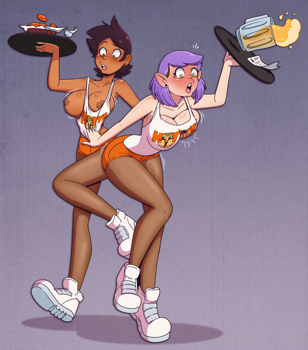 WrenZephyr's tweet photo. ~Hooty’s: Wardrobe Malfunction~
Pinup CMSN

In an attempt to make some snails, the Owl House crew decided to use a human tactic Eda had seen make lots of money… the “Breastaurant”. 

Hooty is doing his best to help playfully “nudge” up the servers’ tips https://t.co/OchMR6T4Vj