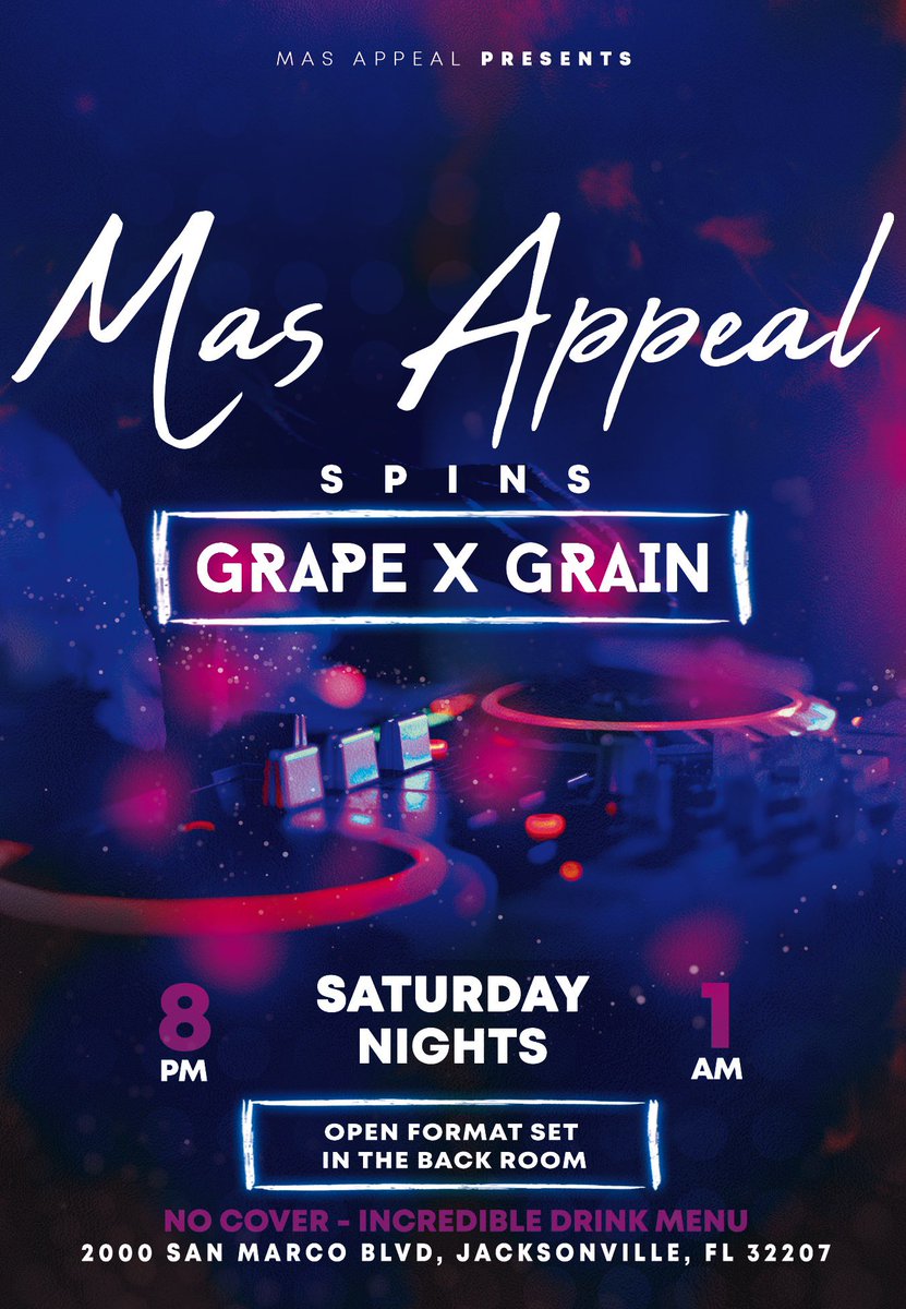 masappeal's tweet photo. Bringing all the vibes to @GrapeandGrainSM  tonight! https://t.co/vFhjhCPXLq