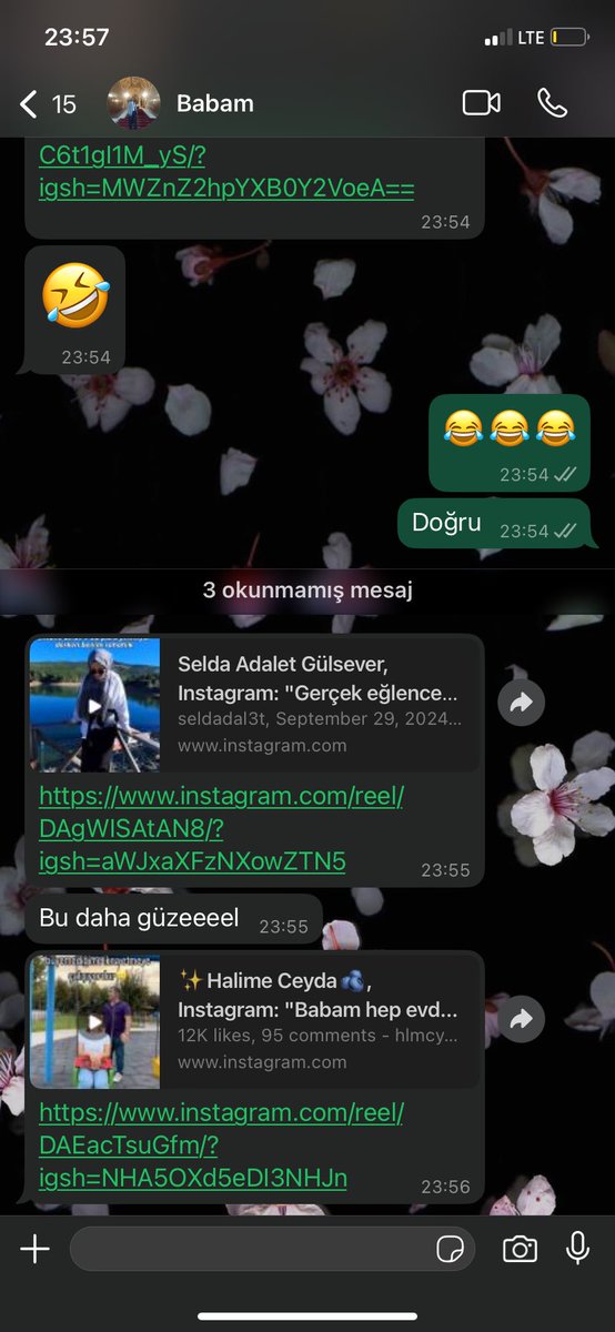Babamın benimle reels paylaşma şekli 😂