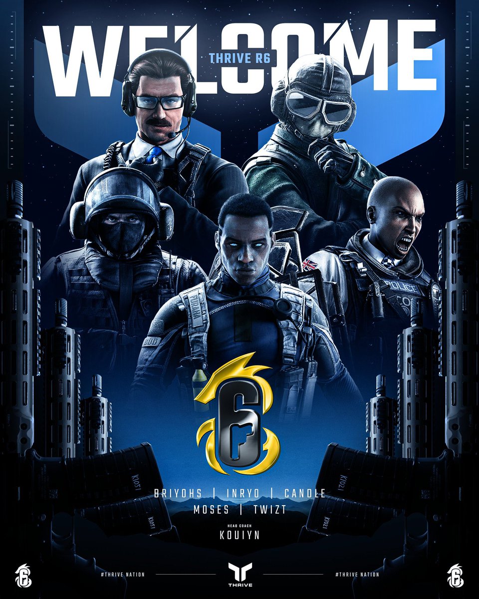 🔹 WE’RE READY FOR E4 🔹

Officially Introducing our <a href="/R6esportsNA/">Rainbow Six Esports NA</a> roster for Element 4 and heading into 2025.

Here is #ThriveR6:
🔹THR | <a href="/_Inryo/">.</a>
🔹THR | <a href="/Twiiztt/">Twiizt</a> 
🔹THR | <a href="/briyohs/">bryce</a>
🔹THR | <a href="/Pmoses_/">Moses</a>
🔹THR | <a href="/candleR6s/">Adam</a>

🔹 Head Coach: <a href="/KouiynR6/">Kouiyn</a>

Welcome to #ThriveNation⬆️