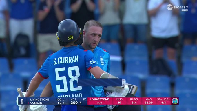 MAIDEN ODI CENTURY 🔥  Liam Livingstone goes to a ton off 77 balls! 📹 Credits: Twitter/cricketontnt