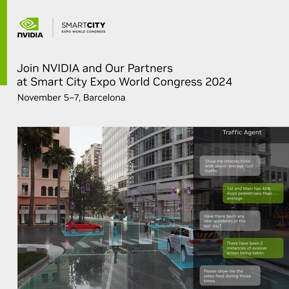 alexfpazos's tweet photo. Hear about the latest trends in smart spaces, watch NVIDIA demos for visual AI agents, visit our partners on the showfloor, and connect with NVIDIA experts.

Be part of the conversation at #SCEWC24. https://t.co/AkibZoPfIK https://t.co/1Sy3Vz64SW