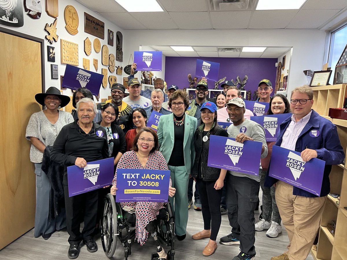 TammyDuckworth's tweet photo. It's a great day to be in Nevada to support my friend @RosenforNevada!

The path to holding the Democratic Senate Majority in 2024 runs through Nevada and we need all hands on deck to re-elect Jacky. https://t.co/TotQ7MItgu