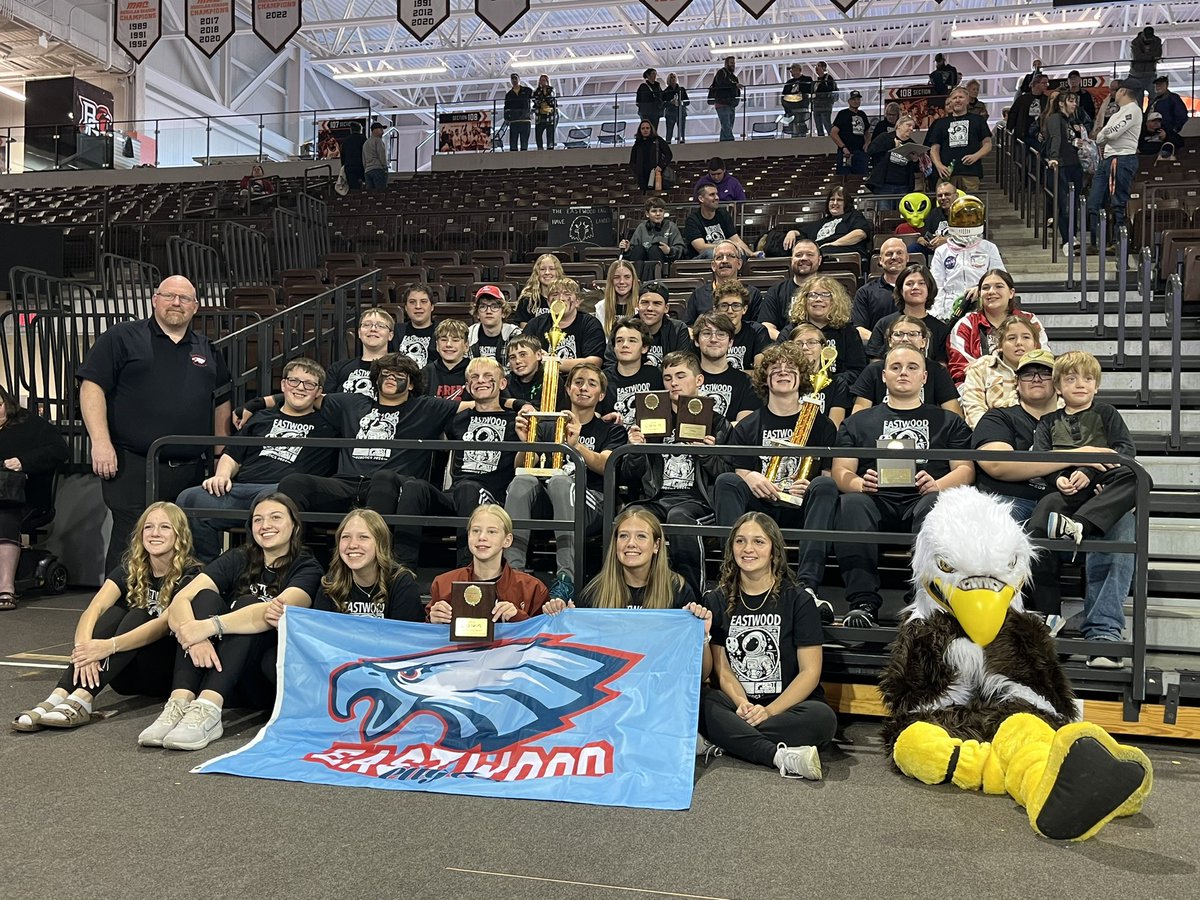 Eastwodrobotics's tweet photo. Amazing Day at Robotics! Eastwood finished 2nd overall of the Best competition! Eastbound also finished as champion of the marketing presentation, won the robust award and founders award! Great Job Eagles! https://t.co/rT5qudlXSb