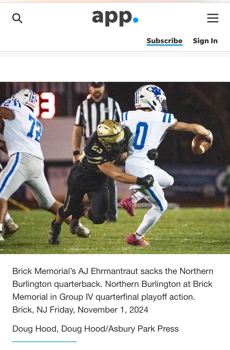 AEtraut's tweet photo. A 56-0 win over Northern Burlington. One of my top highlights of the night. #senioryear #GreatDays @BrickMemorialFB https://t.co/YngRctxi0b