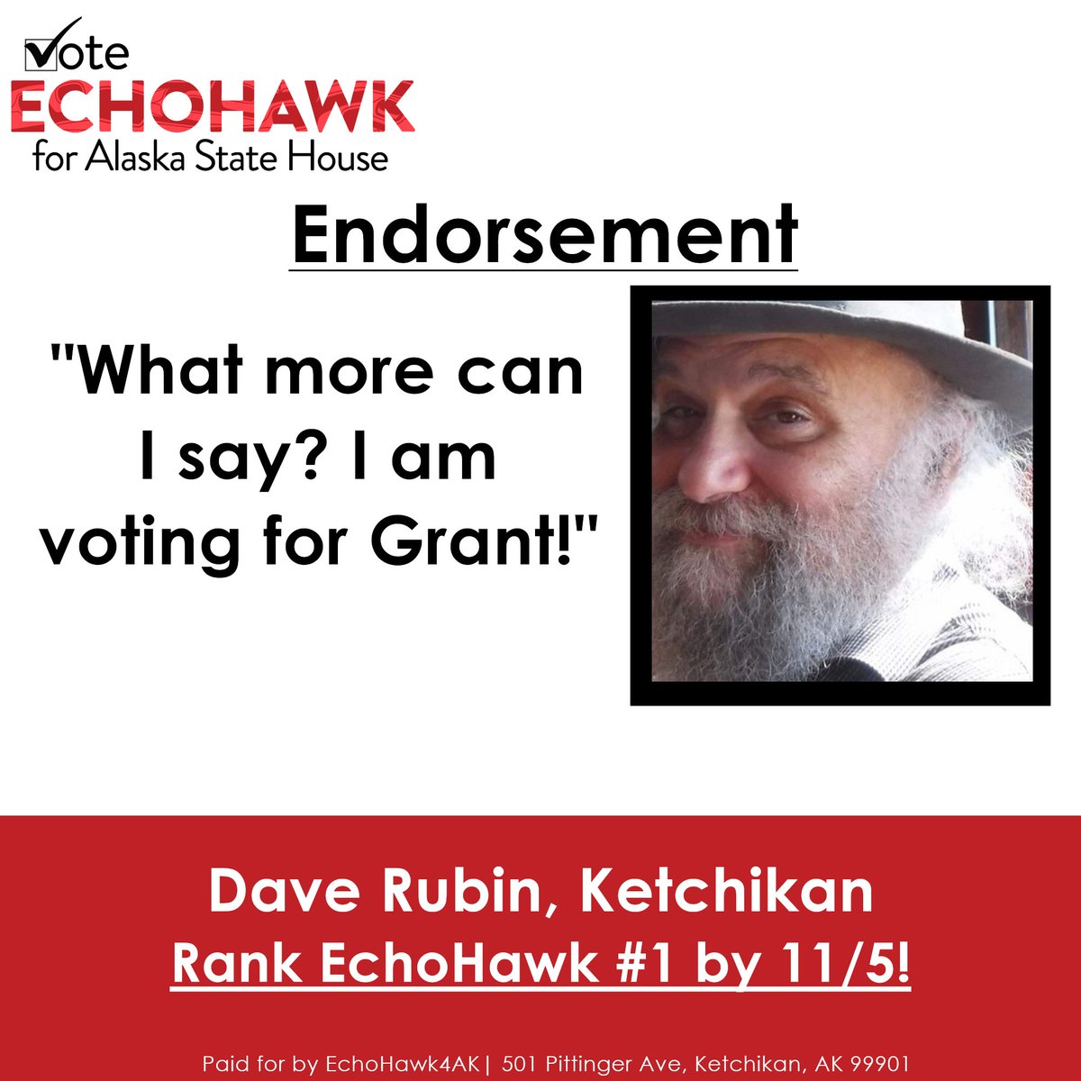 EchoHawk4AK's tweet photo. Thank you for your support! Please rank Grant EchoHawk #1 by November 5th! #endorsementalert https://t.co/ECnaf1lOkL