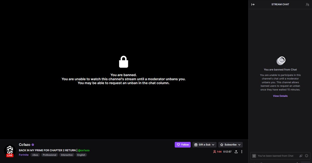 quixfps's tweet photo. @Co1azo banned after clipping him and accused of being a dick rider unlucky https://t.co/5EaJDcuSre