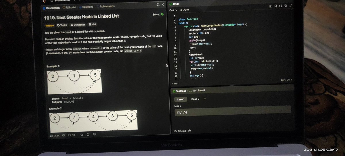 RishabhPal34339's tweet image. Day 13 of my #100daycode challenge
👉 Leetcode 2487
👉 Starting tree concept
👉 Learning some soft skills
#leetcode
#DSA
#WebDevelopment
#DiwaliCelebration
