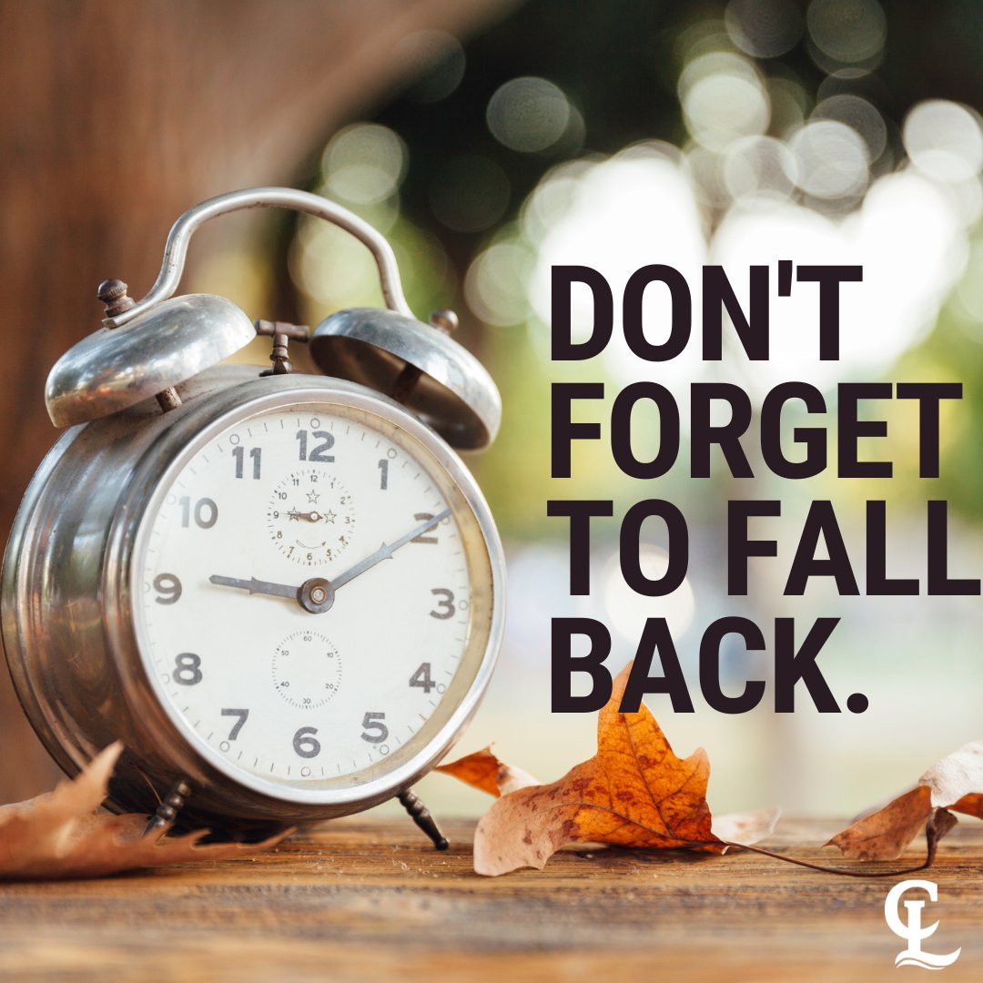 Soon, it’ll be time to change the clocks... 

⏰ Don’t forget that we 'fall back' tomorrow! 🍁