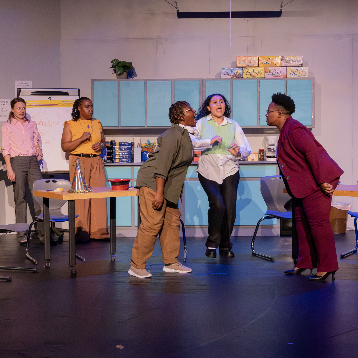 CPTCLE's tweet image. Only five performances left to catch this hilarious look at non-profit work-life! Thanks to Steve Wagner for these incredible production photos. cptonline.org #notforprofitplay