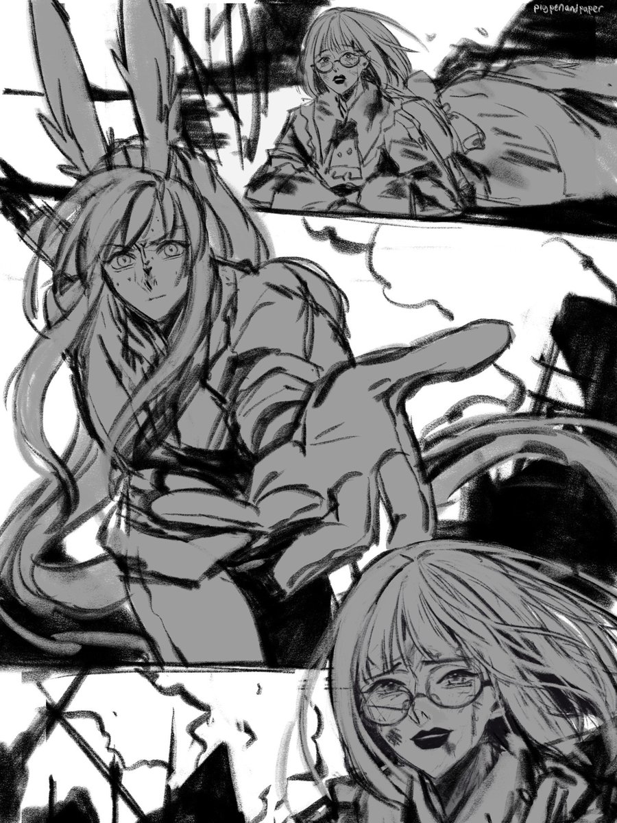 PigPenandPaper's tweet photo. Two adventurers surviving the Ghimlyt Dark (It’s Roisin and Vavant) #ffxivart https://t.co/yWbW72gjr5