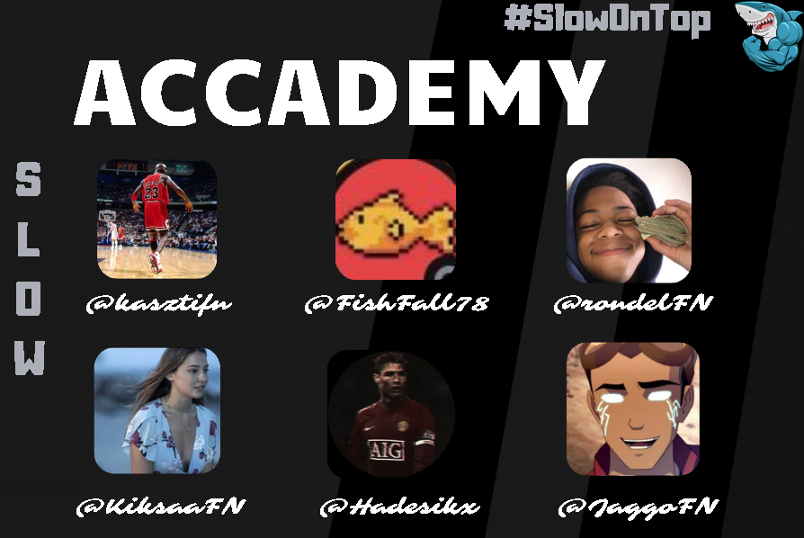 Slow_EU_'s tweet photo. Here we go ✨

Together with the entire Slow EU management team, we would like to introduce our academy to you 🚀

🇵🇱 | @kasztifn 🤑
🇵🇱 | @FishFall78 🤠
🇵🇱 | @rondelFN 🧐
🇵🇱 | @KiksaaFN 😈
🇵🇱 | @Hadesikx 👿
🇵🇱 | @JaggoFN 🐐

#SlowOnTop https://t.co/KL66oH15zE