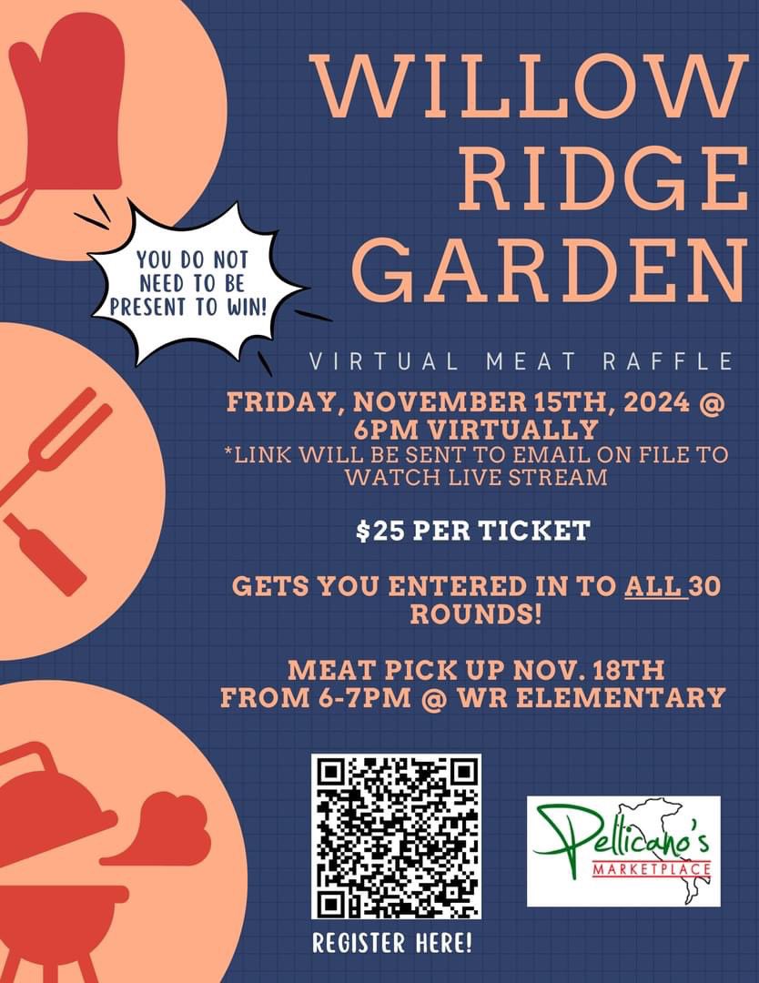 KristineStrible's tweet photo. November 15th, we will be hosting a Virtual Meat Raffle to support theWR  garden just in time for the holidays! ✨
🎟️: $25 each (More you buy, more chances to win each round!)🥓🍗🍕🥩

Sign up Here: https://t.co/KOz63UIswh 
@WilowRidge480 l https://t.co/Ls67F86nRV
