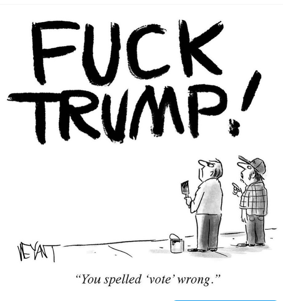 I truly hope this is the last time I have to post this cartoon. It never found (for obvious reasons) a publishing home but feel free to share it far and wide until Trump is gone.
<a href="/realDonaldTrump/">Donald J. Trump</a> #vote #Elections2024 #DumpTrump