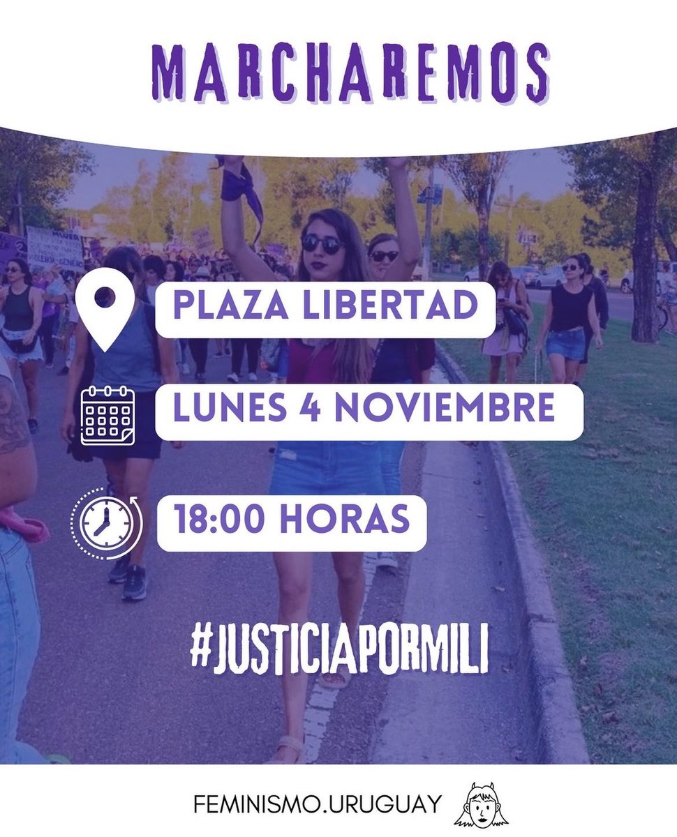 El lunes se marcha, por Milagros y por todas las mujeres a quienes el Estado y la Justicia las ha abandonado. #justiciapormili